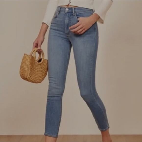 NWOT Reformation "High and Skinny Crop" Denim Jeans in Barbados Wash Size 31 - Picture 2 of 6